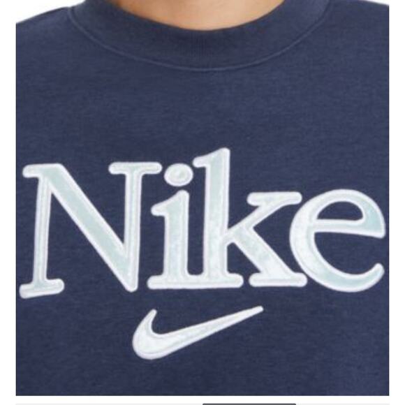 NEW Nike Sweatshirt Plus Size Pullover Retro Crushed Velvet Logo Blue Size 1X - Picture 3 of 6